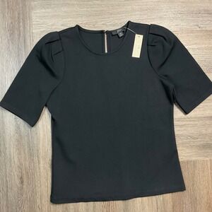 NWT J.Crew Top Womens XS Black Puff Sleeve Chic Classic Dressy Coquette Holiday